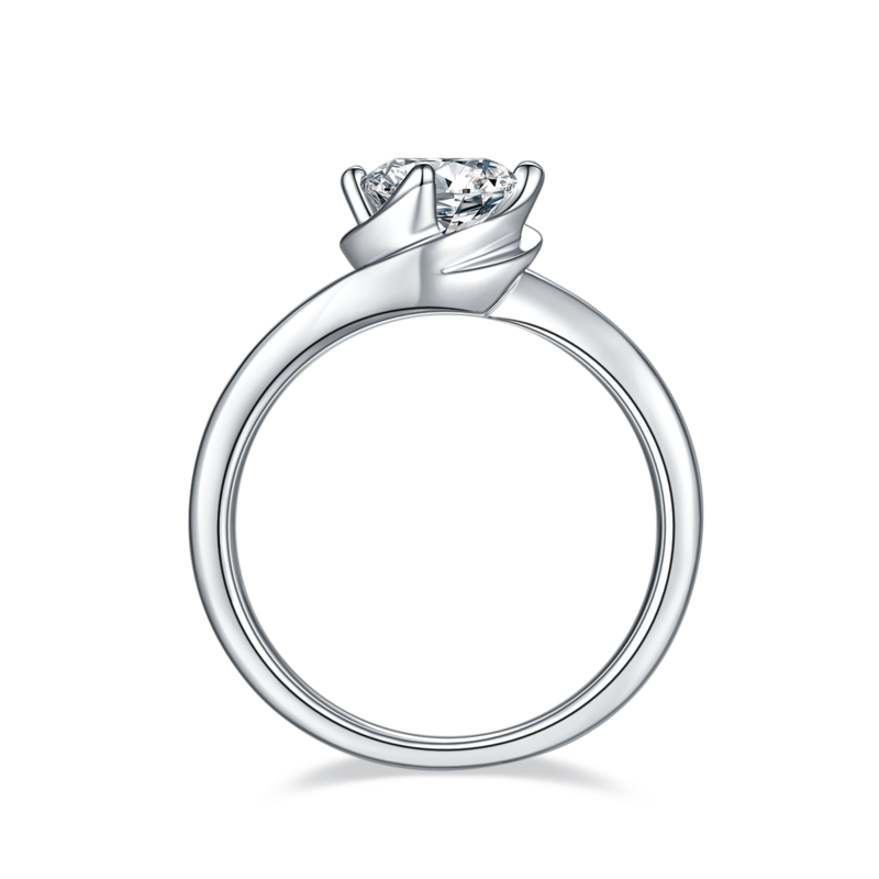 扭臂花蕾S925银镀白金MoissaniteWomen's Ring1ctD级